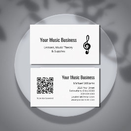 Einfache Treble Clef QR-Codemusikunterricht Visitenkarte