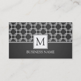 Einfache Trellis Muster Monogram Black Visitenkarte