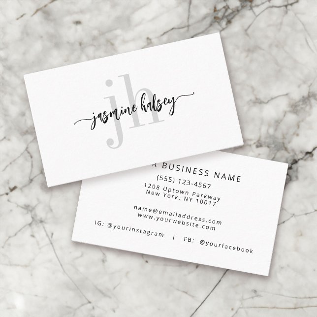 Einfache Trendname und Monogram-Visitenkarte Visitenkarte (Von Creator hochgeladen)