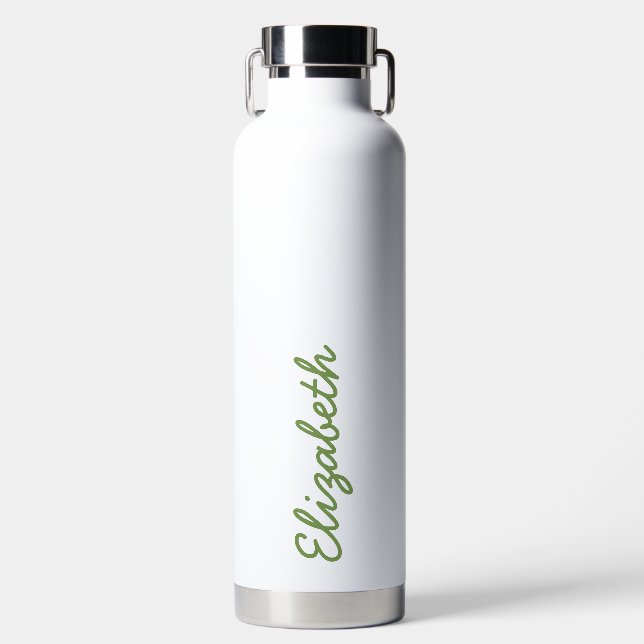 Einfache Trendy Green Handwriting-Skriptname Trinkflasche (Vorderseite)