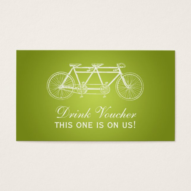 Einfache Trinkgutscheine Tandem Bike Limettengrün (Vorderseite)