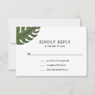 Einfache tropische Hochzeit RSVP Karte