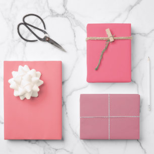 Einfache Tulpen-Wassermelone-Rosa-Töne 3 Nuancen Geschenkpapier Set