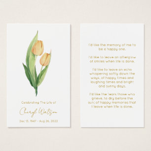 Einfache Tulpengedächtnis-Gebetskarte