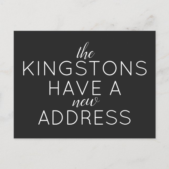 Einfache Typografie - Ankündigung über neue Adress (Vorderseite)