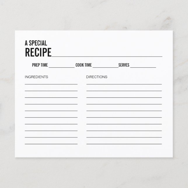 Einfache Typografie-Brautparty-Rezept-Karte (Vorderseite)