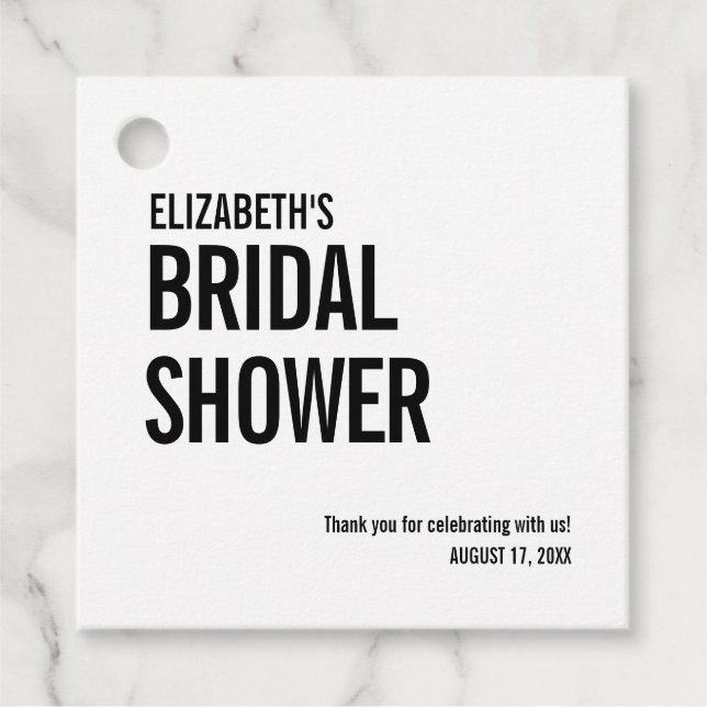 Einfache Typografie Bridal Vielen Dank Geschenkanhänger (Vorderseite)