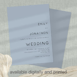 Einfache Typografie Custom Dusty Blue Wedding Einladung