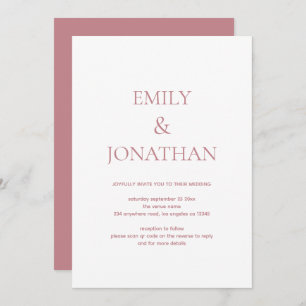 Einfache Typografie Dusty Rose QR Code Wedding Einladung