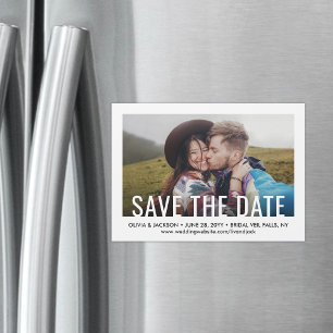 Einfache Typografie Ein Foto Hochzeit Save the Dat Magneteinladung