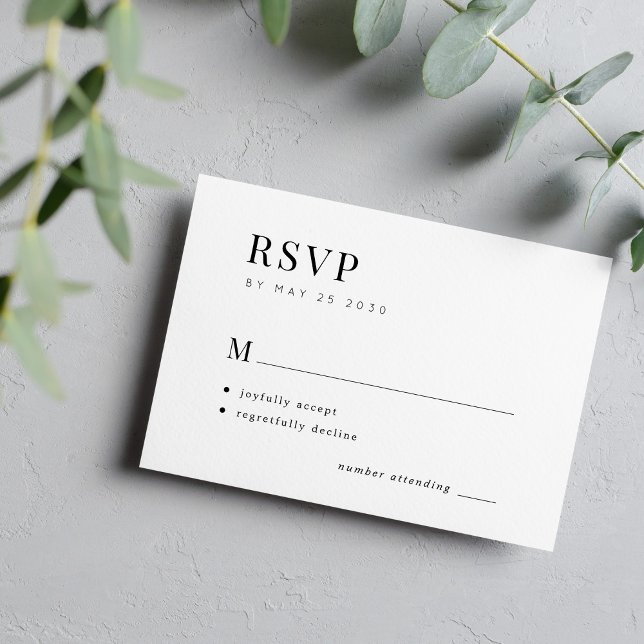 Einfache Typografie elegante Minimalhochzeit RSVP Karte (Von Creator hochgeladen)