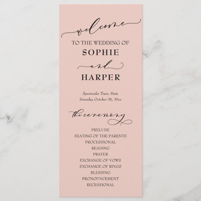 Einfache Typografie, elegantes helles Rosa Programm (Vorderseite)