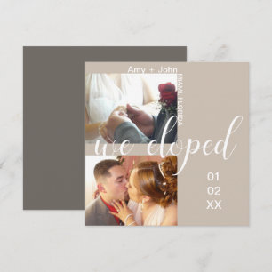 Einfache Typografie Elopement Neutrale Fotokarte Karte