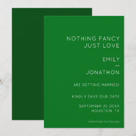 Einfache Typografie Emerald Green Wedding Rettete Save The Date