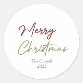 Einfache Typografie Frohe Weihnachten Runder Aufkleber