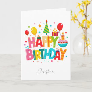 Einfache Typografie Geburtstagsballons Benutzerdef Karte