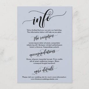Einfache Typografie Hochzeitsinfo Light Dusty Blue Begleitkarte