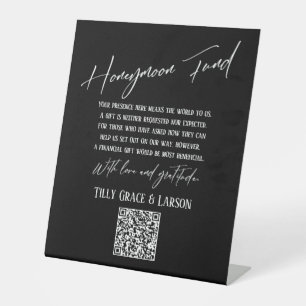 Einfache Typografie Honeymoon Fund QR Code Black Sockelschild