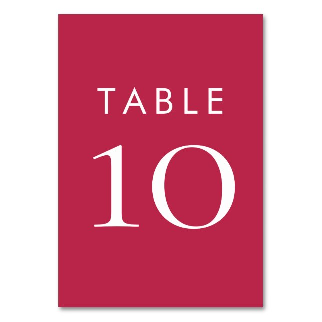 Einfache Typografie Magenta Wedding Tischnummer (Vorderseite)