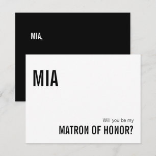 Einfache Typografie Matron of Honor Vorschlag Card Mitteilungskarte