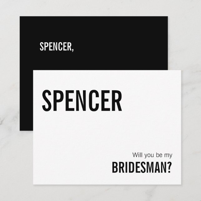 Einfache Typografie: Meine Bridesman-Vorschlagskar Mitteilungskarte (Vorne/Hinten)