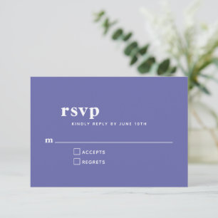 Einfache Typografie Moderne Lila Hochzeit RSVP Karte