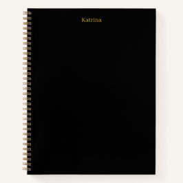 Einfache Typografie Personalisiert Name Black Gold Notizbuch