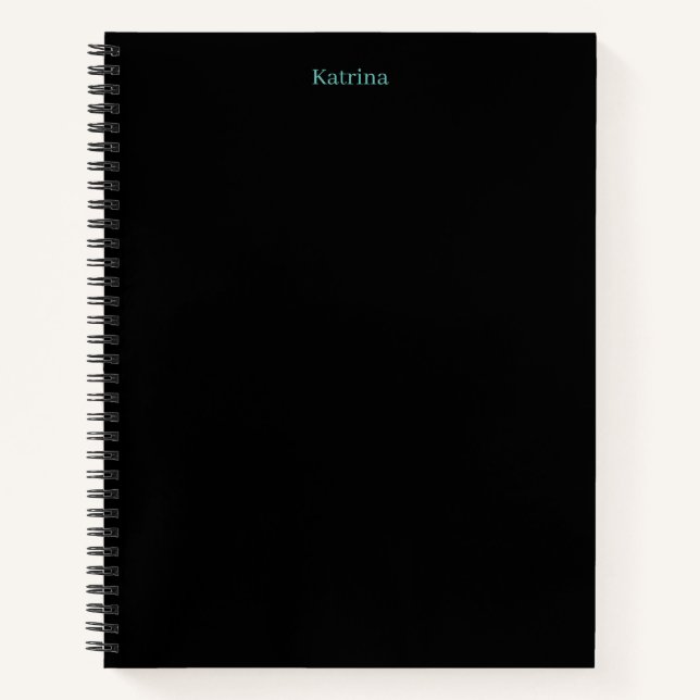 Einfache Typografie Personalisiert Name Schwarz Aq Notizbuch (Vorderseite)