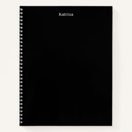 Einfache Typografie Personalisierter Name Schwarz- Notizbuch