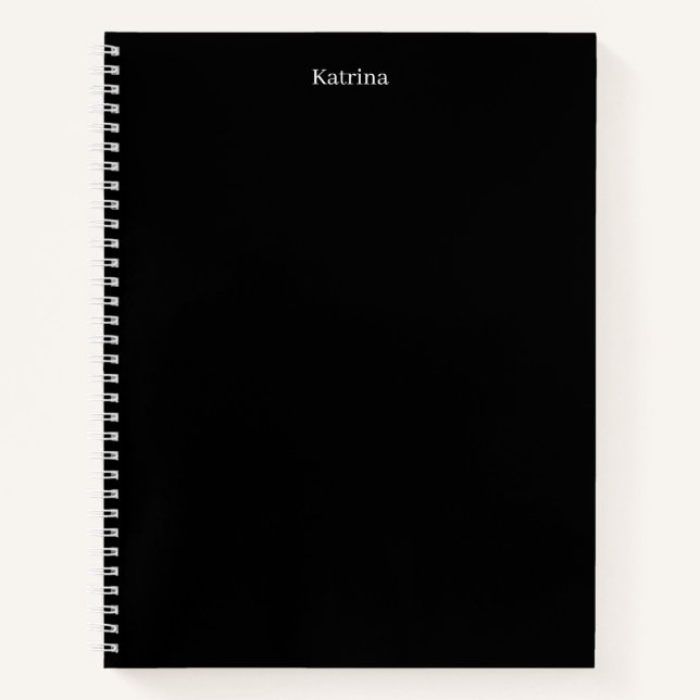 Einfache Typografie Personalisierter Name Schwarz- Notizbuch (Vorderseite)