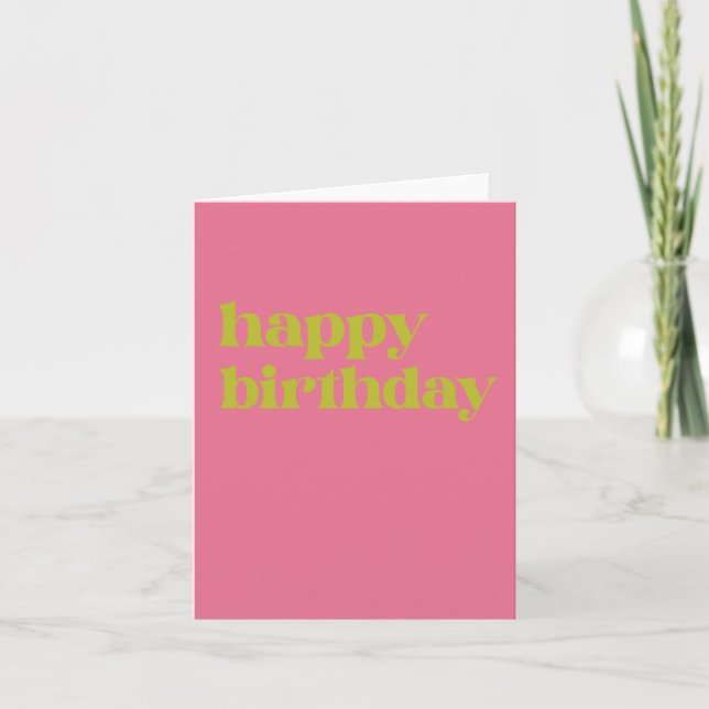 Einfache Typografie - Rosa und Zitronengrün zum Ge Karte (Vorderseite)