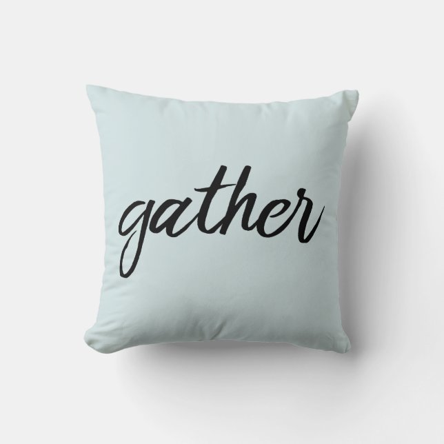 Einfache Typografie Sammler Moderne Farm Light Blu Kissen (Vorderseite)