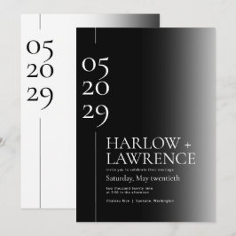 Einfache Typografie, Schwarz/Weiß-Hochzeit Einladung