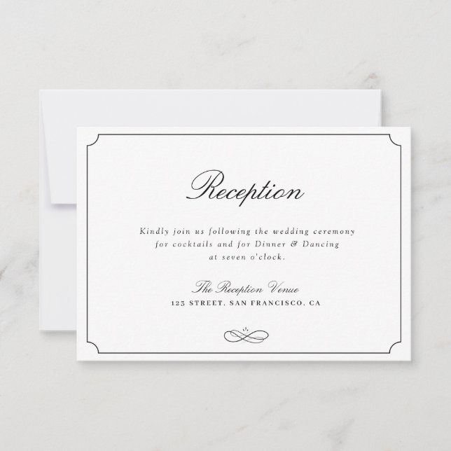 Einfache Typografie, Schwarzweiß-Empfang RSVP Karte (Vorderseite)