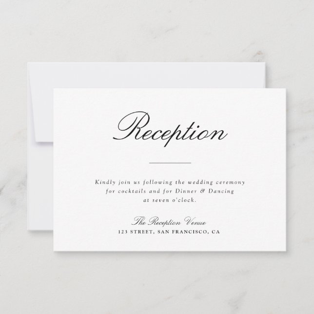 Einfache Typografie, Schwarzweiß-Empfang RSVP Karte (Vorderseite)