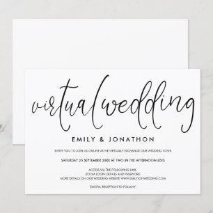 Einfache Typografie-Skript-Virtuelle Hochzeit Einladung
