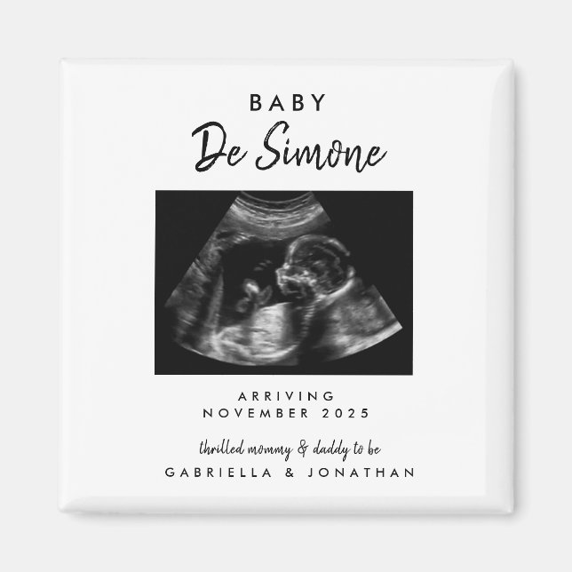 Einfache Typografie Sonogramm Foto Schwangerschaft Magnet (Vorne)