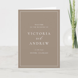 Einfache Typografie Taupe Formal Hochzeit Programm