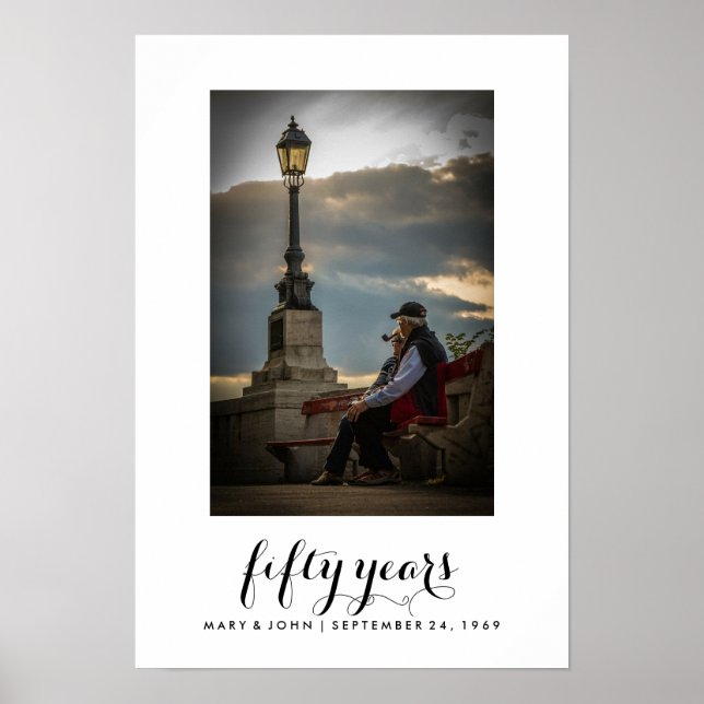 Einfache Typografie | Verheiratet 50 Jahre mit Fot Poster (Vorne)