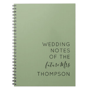Einfache Typografie Zukunft Frau Sage Green Weddin Notizblock