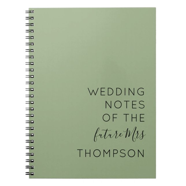 Einfache Typografie Zukunft Frau Sage Green Weddin Notizblock (Vorderseite)