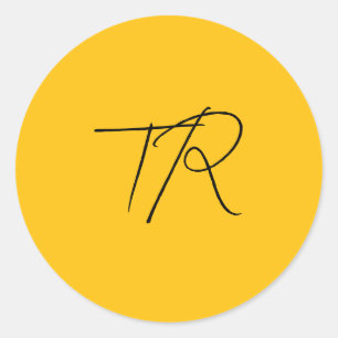 Einfache typografische benutzerdefinierte Initiale Runder Aufkleber