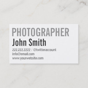 Einfache typografische Fotograf-Visitenkarte Visitenkarte