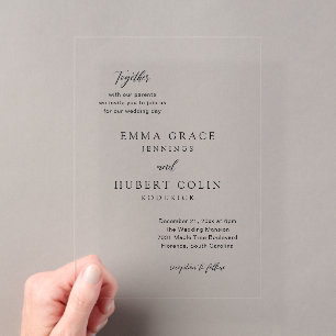 Einfache typografische Hochzeit Acryleinladungen