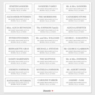 Einfache typografische Hochzeitsgast-Adresse Aufkl Aufkleber