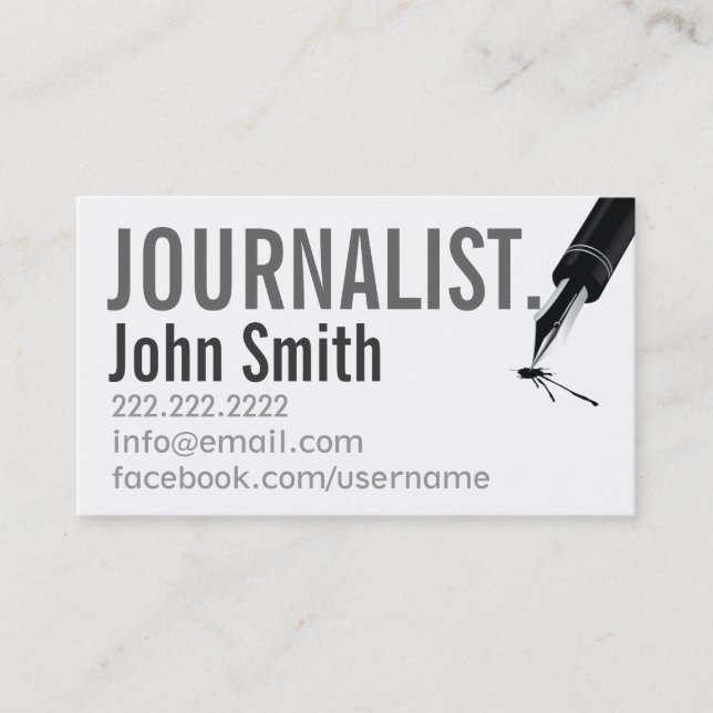 Einfache typografische Journalistenkarte Visitenkarte (Vorderseite)