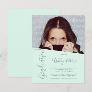 Einfache Typogragraphy mint Green Foto-Skalierung Einladung