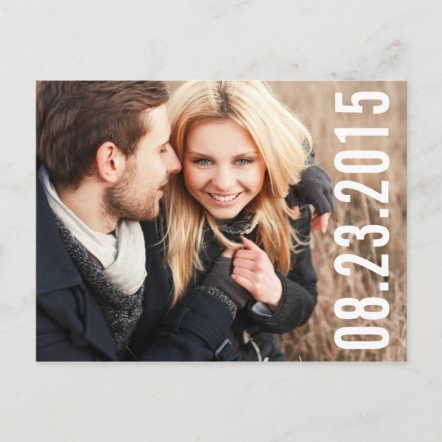 EINFACHE TYPOGRAPHIE | FOTO SAVE THE DATE POSTCARD ANKÜNDIGUNGSPOSTKARTE (Vorderseite)