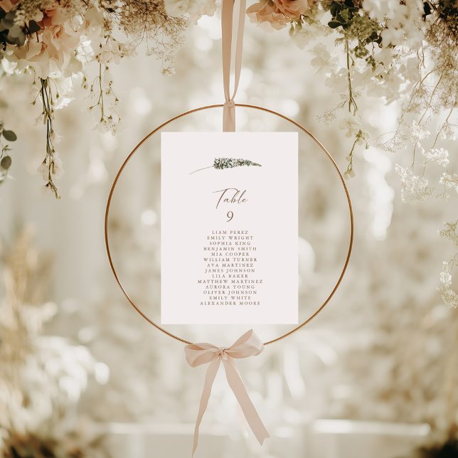 Einfache Übersicht über die Sitzplätze in rustikal (Simple Rustic Floral Table Number Seating Chart)