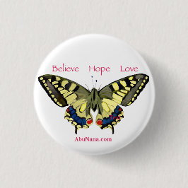 Einfache Überzeugung, Hoffnung, Liebe, Schmetterli Button